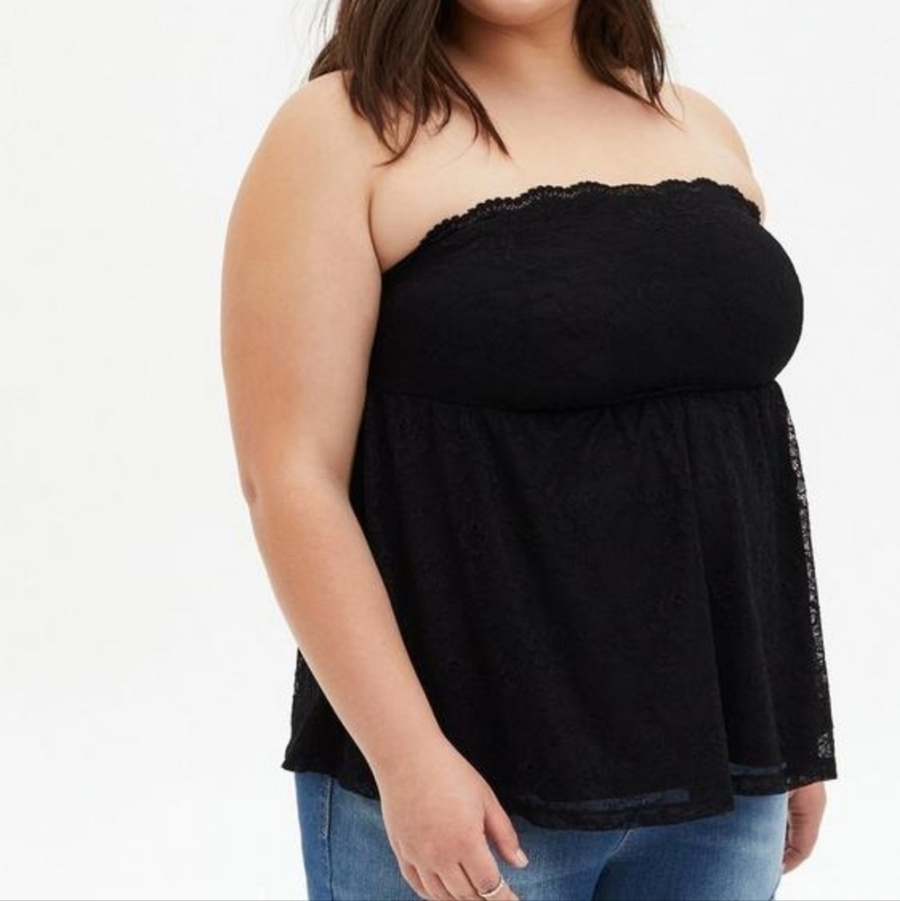 Torrid Black Lace Babydoll Tube Top